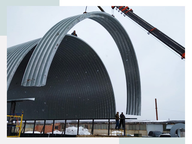 Полукруглые ангары в Нижнекамске